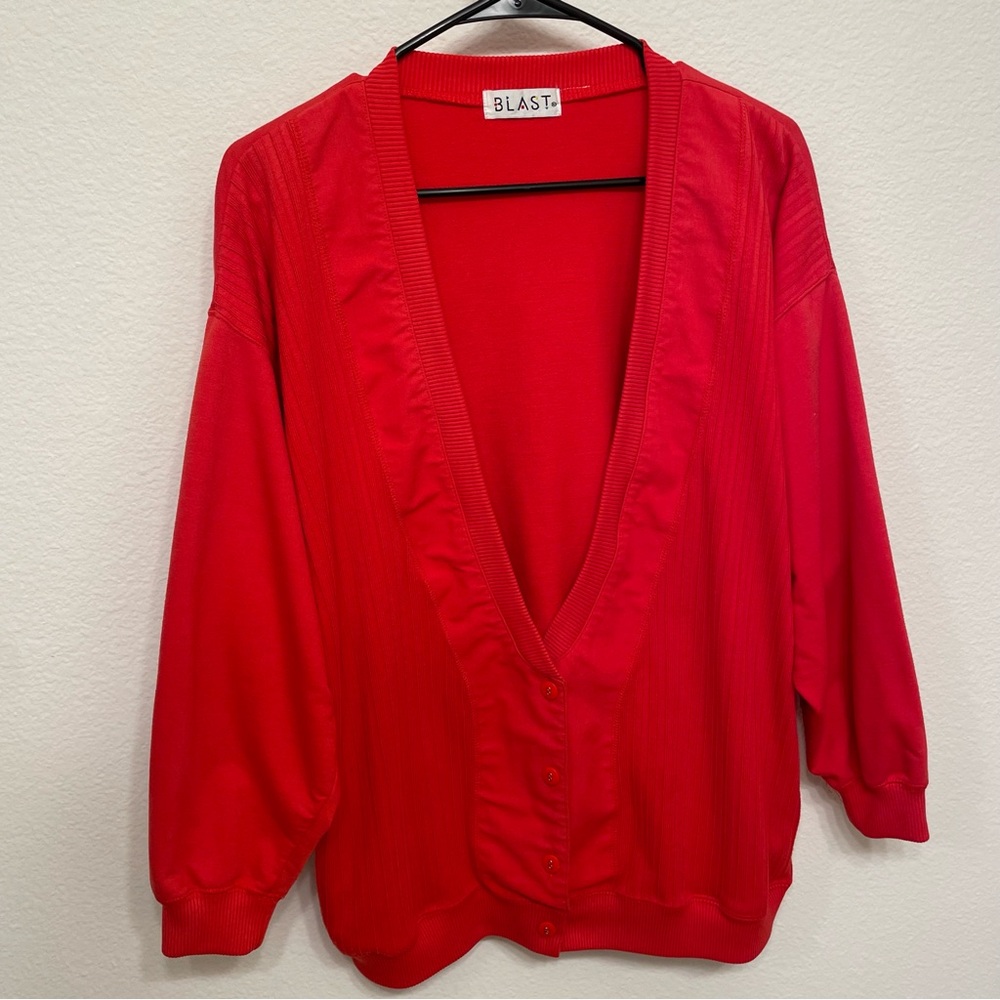 Vintage BLAST Red Cardigan size XL
